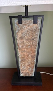 lot 27 image: Marvelous Metal and Stone Table Lamp