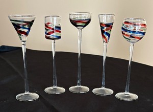 lot 42 image: Colorful Cordial Art Glass Style Stemware