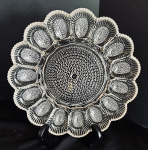 lot 107C image: Vintage Crystal ad Clear Glass Platter, Deviled Egg Plate, Bowl, Vases and More