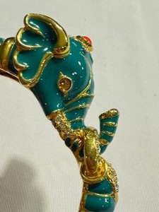 lot 191 image: Vintage Kenneth J Lane Teal Raj Elephant Limited Edition Clamper Bracelet