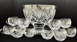 lot 7 image: Waterford Crystal Punch Bowl and 12 Glasses