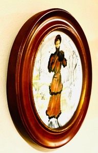 lot 66 image: Vintage Darceau-Limoges Vintage Framed Plate Colette la Femme Sportive 1890 Les Femmes Du Siecle - 1980