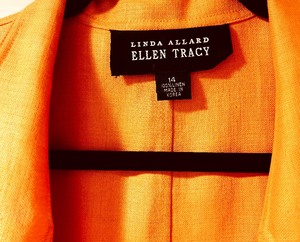 lot 171 image: Fall is Here Gorgeous Orange 100% Linen Jacket with Belt by Linda Allard  Ellen Tracy
