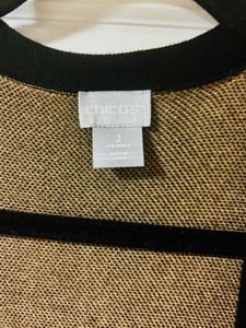 lot 177 image: Chicos Long Black Sweater with a Beautiful Leopard Tan and Black Detail