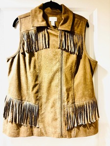 lot 179 image: Chicos Light Brown Suede Vest with Tassels