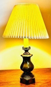 lot 233 image: Unique Brass Table Lamp with Cream Shade by Underwriter Laboratories