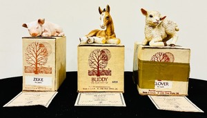 lot 235 image: The Piglet, The Clydesdale Foal and The Lamb Limited Collectors Edition Porcelain Sculpture by Roger J Brown