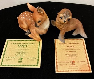 lot 257 image: Roger J Brown Baby Animal Collections Porcelain Figurine Fanny & Roger J Brown Baby Animal Collection Porcelain Figurine Zuela