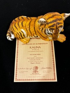 lot 258 image: Roger J Brown Porcelain Figurine Kaline The Tiger Cub No. 2613