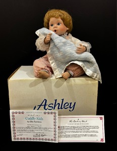 lot 72 image: Vintage Ashley Doll  Danbury Mint Cuddly Kids by Elke Hutchens with Original Box