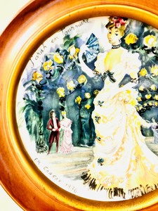 lot 162 image: Vintage Sarah en Tournure Darceau-Limoges Framed Plate Les Femmes Du Siecle 1875