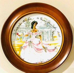 lot 163 image: Vintage Scarlet en Crimolinela Inaccessible 1865  Framed Plate Les Femmes Du Siecle 1875
