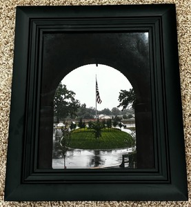 lot 268 image: Decorative Framed Black and White USA Flag Photograph