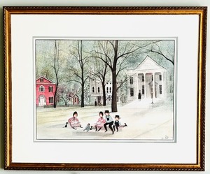 lot 271 image: Framed Buckley Moss  The Old Library Print
