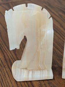 lot 295 image: Carved Stone Horse Head Bookends