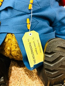 lot 2 image: RARE 3 Foot Paddington Bear with Paddington Book with Original Signature  Large Paddington Bear