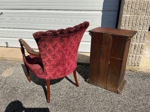 Antique Chair and Wood Cabinet
