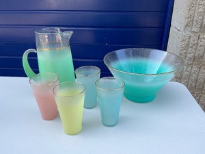 Blendo Frosted Glass Pitcher, Glasses & Bowl