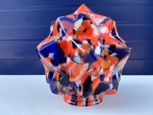 Antique Art Deco End of Day Glass Starburst Lamp Shade