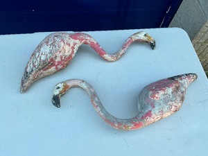 Cement Pink Flamingo Yard Art Ornament Decoration