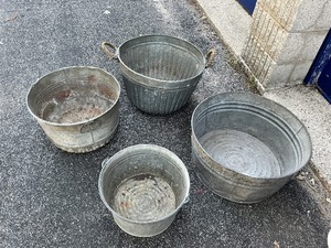 Four Vintage Galvanized Buckets