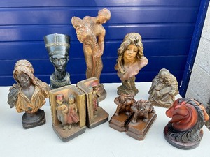 Misc. Bust Statue & Bookend Lot