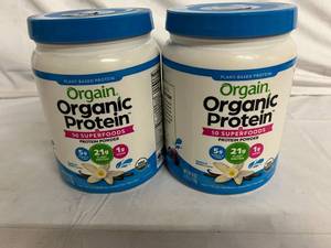 lot 26 image: 2 Containers of Orgain Organic Protein Powder - Vanilla