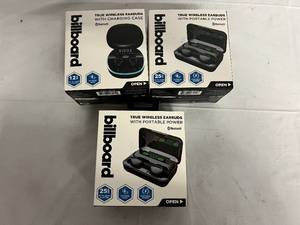 lot 36 image: 3 Billboard Earbuds with Charging Case