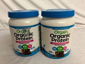 lot 98 image: 2 Containers of Orgain Organic Protein Powder - Chocolate