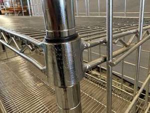 lot 19 image: InterMetro 3-Tier Adjustable Chrome-Plated Wire Cart Mobile Shelving Storage Truck - NSF Approved - In Good Condition (60 x 72 x 24)