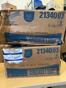 lot 26 image: 2 Cases (30 boxes each per case) NEW Surpass 21340 8.3 x 7.8 2-Ply Facial Tissues - White (cases have damage and maybe missing a couple boxes)