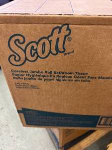 lot 35 image: MSRP $150  1 Case (12 jumbo rolls) NEW Scott 07006 2-Ply Coreless Jumbo Roll Bathroom Tissues - White