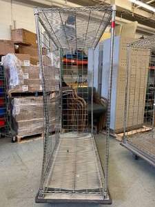 lot 24 image: Metro Adjustable Chrome-Plated Wire Cart Mobile Shelving Storage Truck - NSF Approved - In Good Condition 1 pole is bent...(69 x 59.5 x 24)
