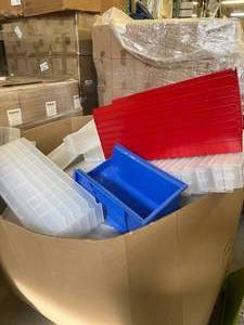 lot 52 image: Gigantic Lot of Item Supply Storage & Organization Bins (mixed sizes) - Perfect For Cart Drawers & Other Organization - These bins reduce manufacturers storage space by 50% Excellent Condition