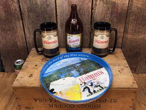 lot 103 image: Vintage Hamms Tray - Steins - Bottle