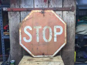 lot 106 image: Vintage Metal Stop Sign with Great Patina
