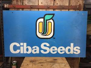 lot 108 image: Metal Ciba Seeds Sign
