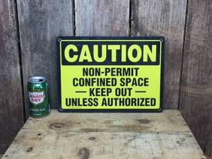lot 156 image: Metal Caution Sign 14 x 10