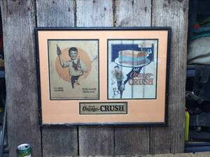 lot 163 image: RareVintage Wards Orange-Crush Framed Advertisers