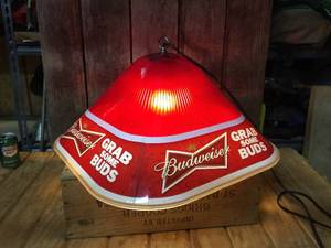 lot 217 image: Nifty Budweiser Grab Some Buds Hanging Beer Light