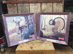 lot 218 image: 2 Vintage Budweiser Cardboard Pictures
