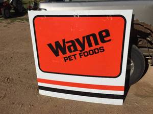 lot 225 image: Large Wayne Pet Foods Metal Sign - 48 x 48