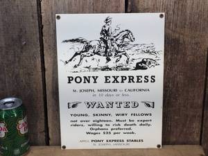 lot 222 image: Andy Rooney Pony Express Porcelain Sign