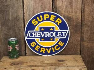 lot 223 image: Chevrolet Super Service - Porcelain Rooney Sign