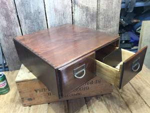 lot 258 image: Vintage 2 Drawer Wooden Card File