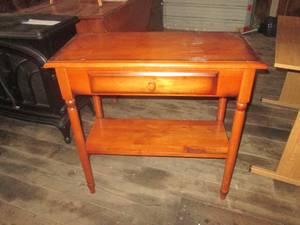 lot 15 image: (G1) Wood Accent Table with Drawer ...