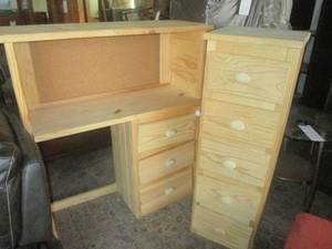 lot 65 image: (G1) Wood Desk and 5-Drawer Cabinet...