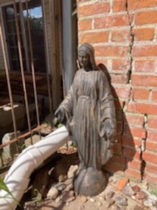 lot 117 image: Solid heavy cast figure of Mary.  Stands approx. 2.5 feet tall