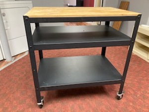 lot 112 image: Metal framed pantry cart on wheels