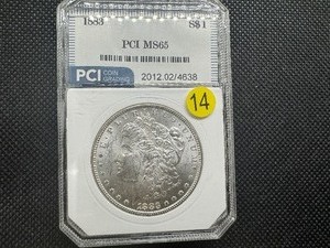 lot 14 image: 1883  Morgan Silver Dollar PCI Graded MS65